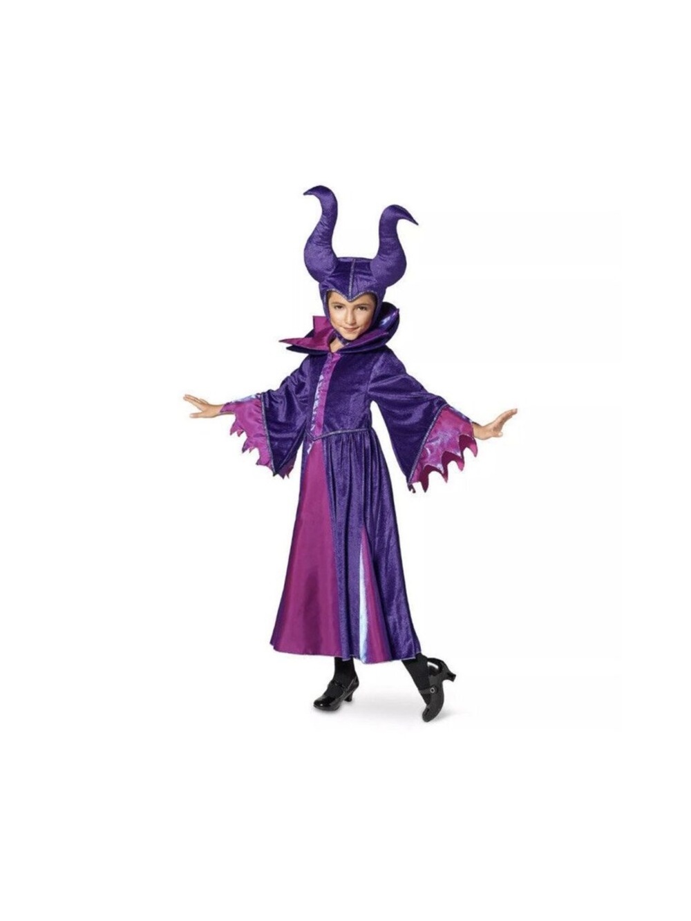 Disney Purple Maleficent-Inspired Girls Costume with Horned Headpiece 7/8